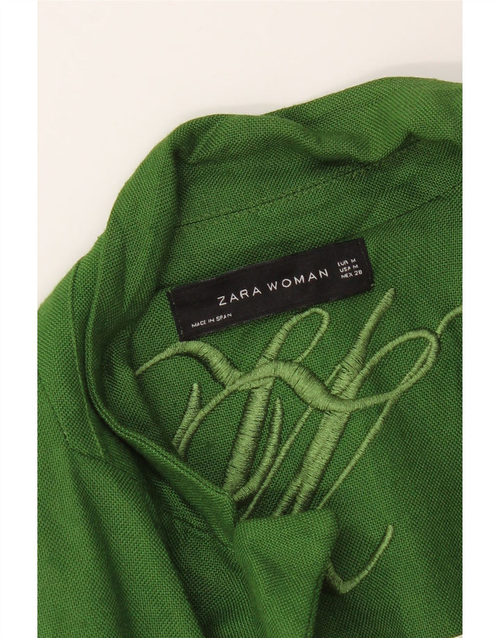 Zara Womens 1 Button Blazer Jacket UK 12 Medium Green