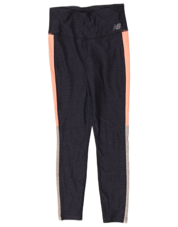 New Balance Womens Leggings UK 8 Small  Navy Blue Colourblock Polyester