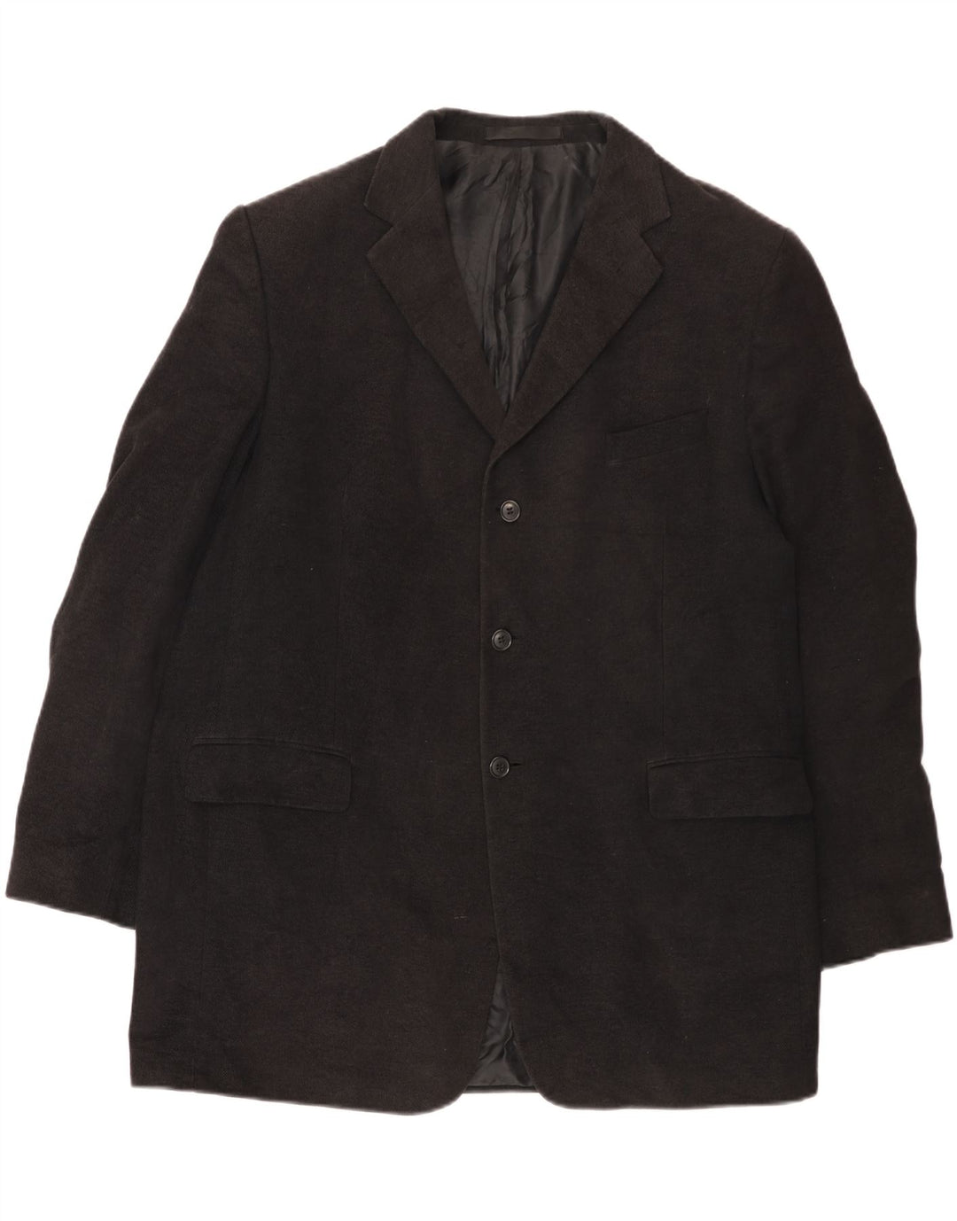 Marks & Spencer Mens 3 Button Blazer Jacket UK 46 XL Black Cotton