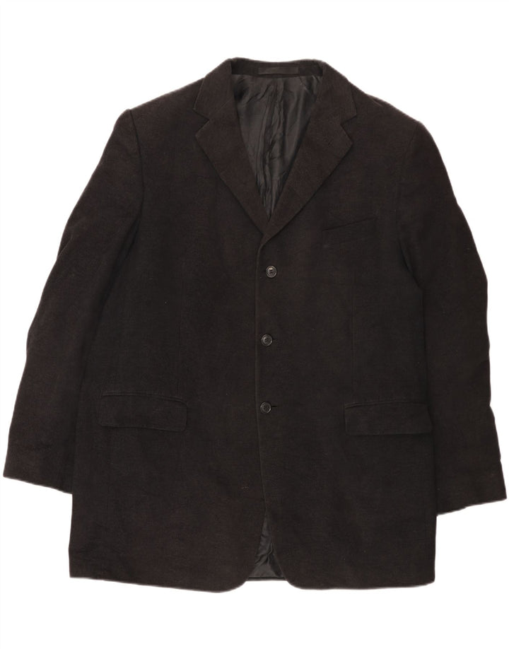 Marks & Spencer Mens 3 Button Blazer Jacket UK 46 XL Black Cotton