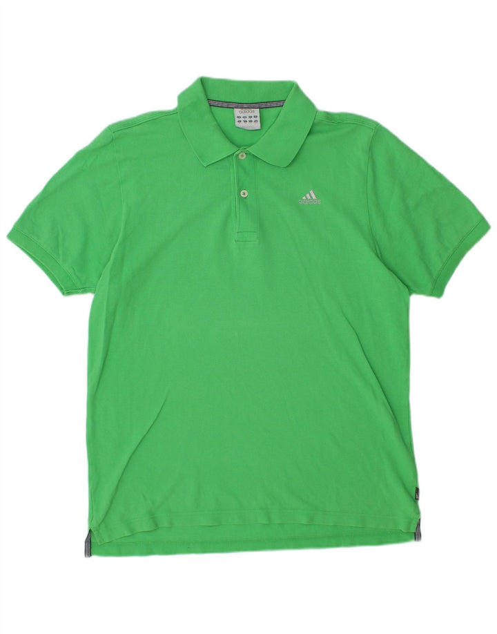 ADIDAS Mens Polo Shirt Medium Green Cotton