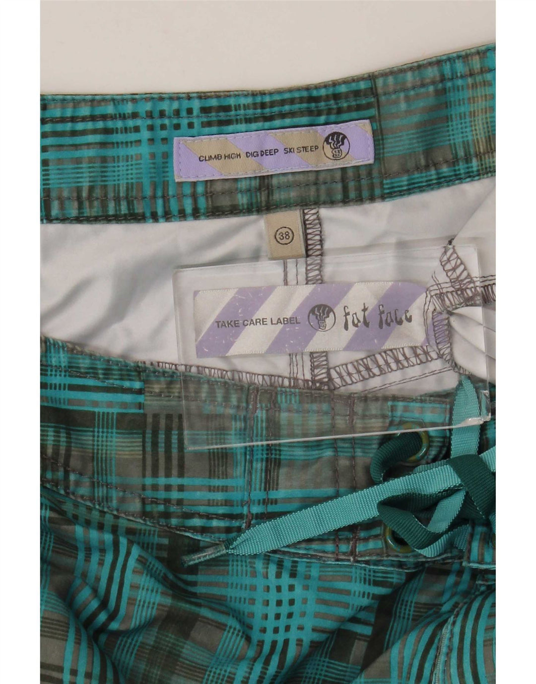 Fat Face Mens Swimming Shorts XL Blue Check Polyester