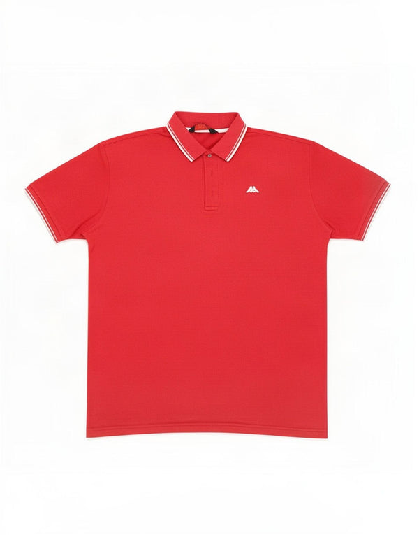Kappa Mens Polo Shirt 2XL Red Striped Cotton