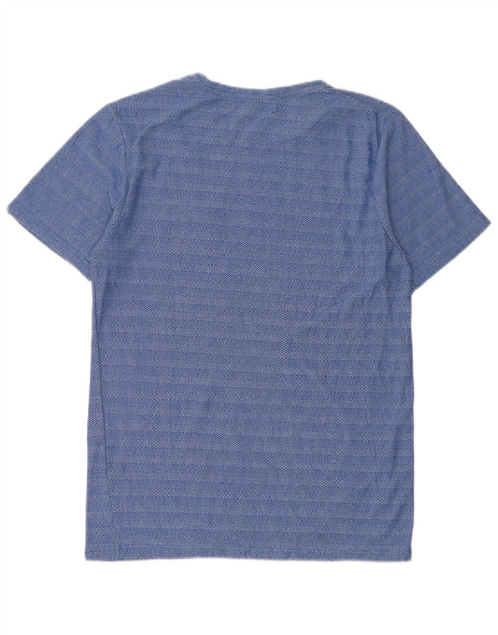 Zara Mens T-Shirt Top XL Blue Striped Cotton