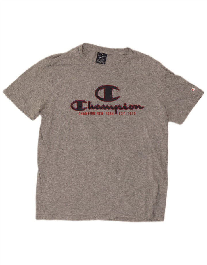 CHAMPION Womens Graphic T-Shirt Top UK 16 Large Grey