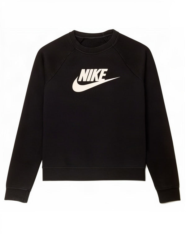 Nike Womens Graphic Oversized Sweatshirt Jumper UK 10 Small Black Cotton