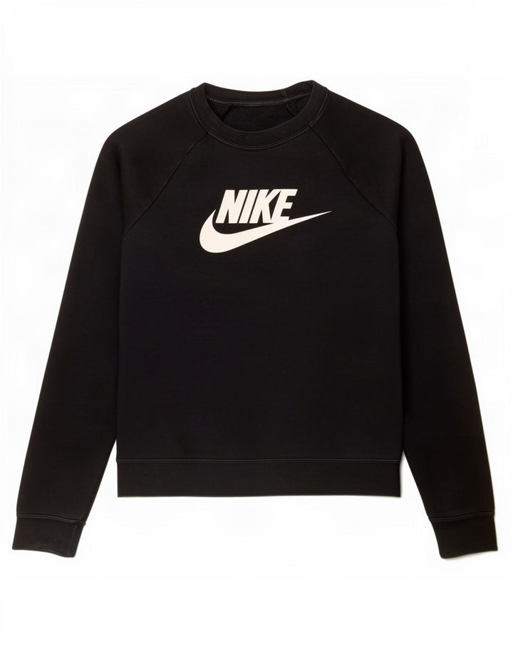 Nike Womens Graphic Oversized Sweatshirt Jumper UK 10 Small Black Cotton