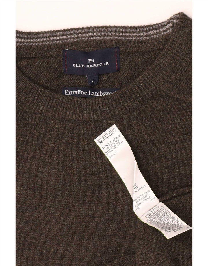 Marks & Spencer Mens Crew Neck Jumper Sweater Small Green Flecked Lambswool