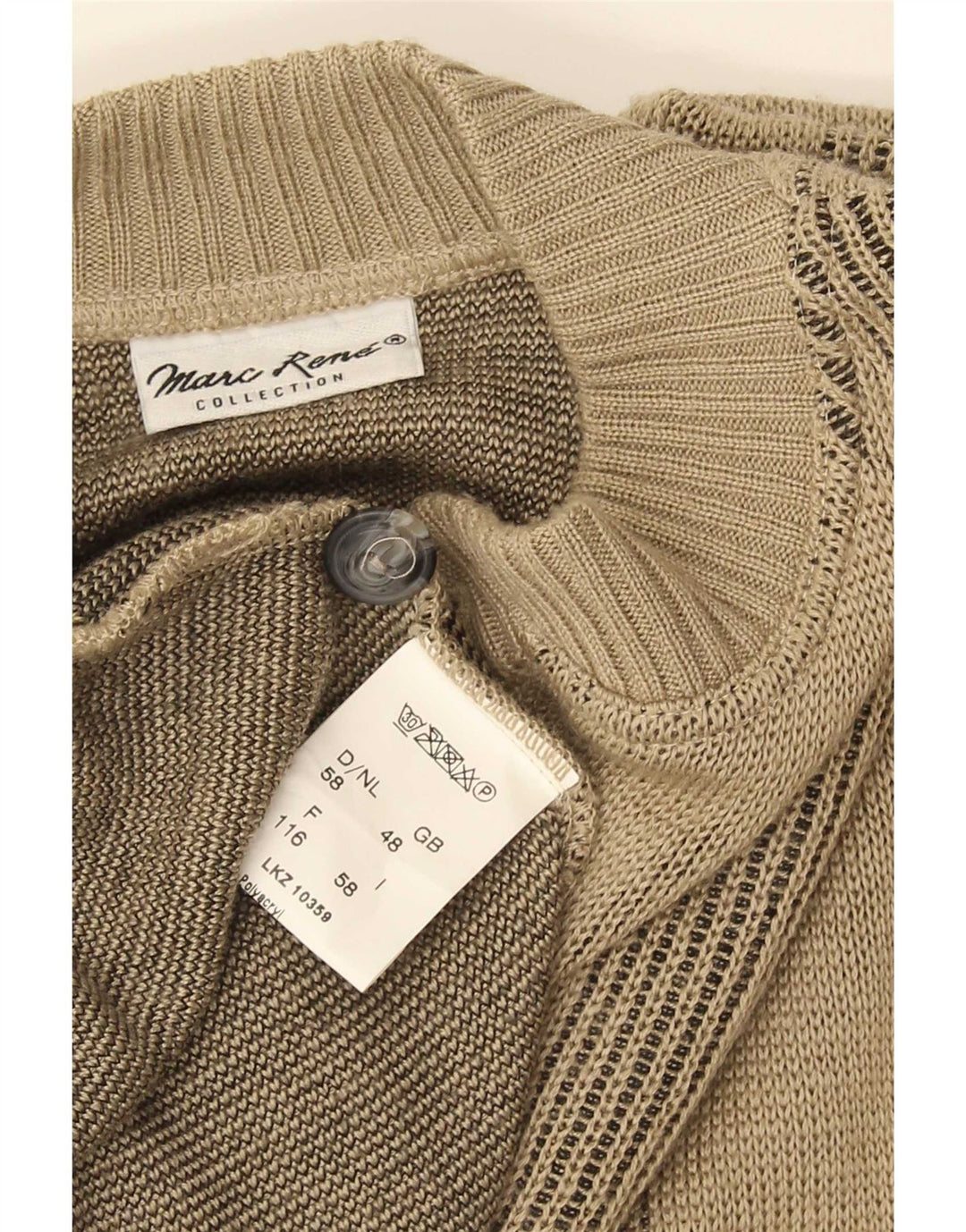 Marc Rene Mens Loose Fit Cardigan Sweater IT 48 Medium Beige Geometric