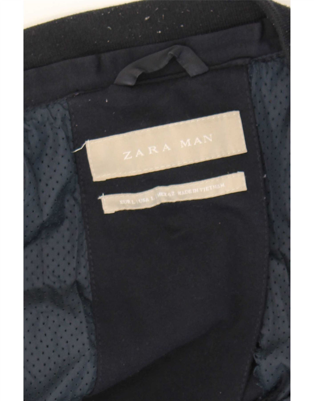 Zara Mens Bomber Jacket UK 40 Large Navy Blue Colourblock