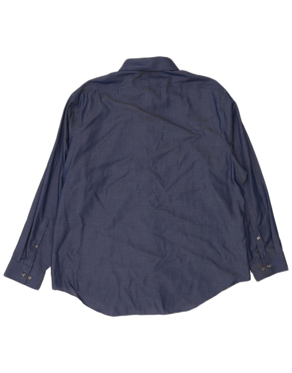 Calvin Klein Mens Slim Fit Shirt Size 17 1/2 XL Navy Blue Cotton