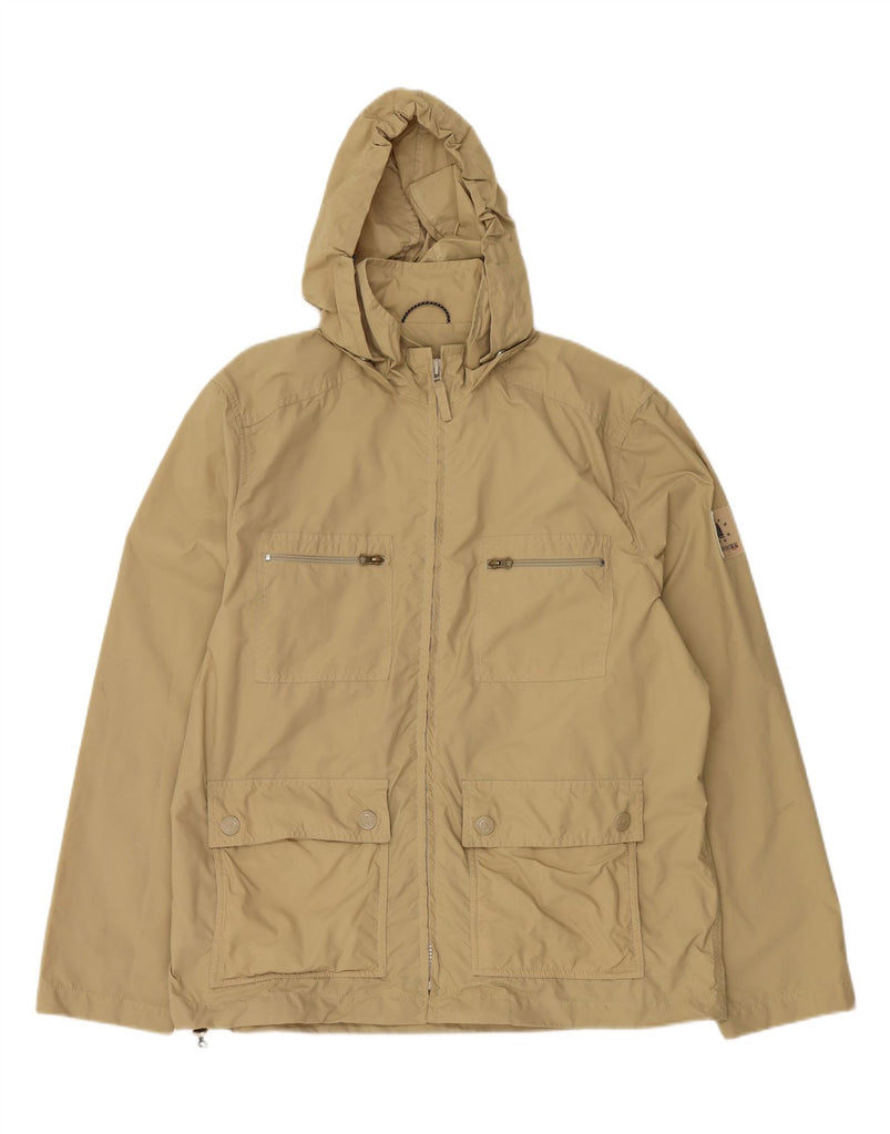 SERGIO TACCHINI Mens Hooded Utility Jacket UK 42 XL Beige Polyamide Vintage Sergio Tacchini and Second-Hand Sergio Tacchini from Messina Hembry 