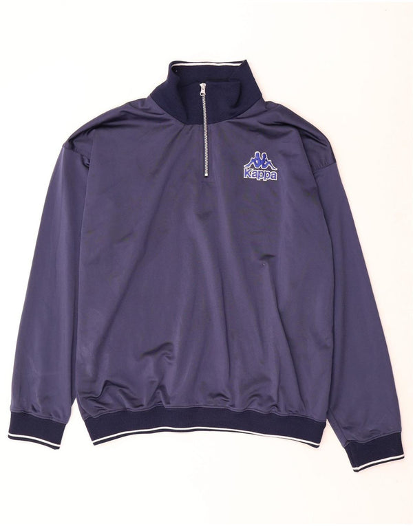 Kappa Mens Oversized Zip Neck Pullover Tracksuit Top Large Navy Blue