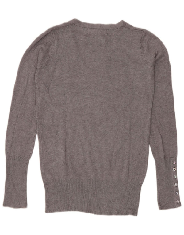 Zara Womens V-Neck Jumper Sweater UK 10 Small Grey