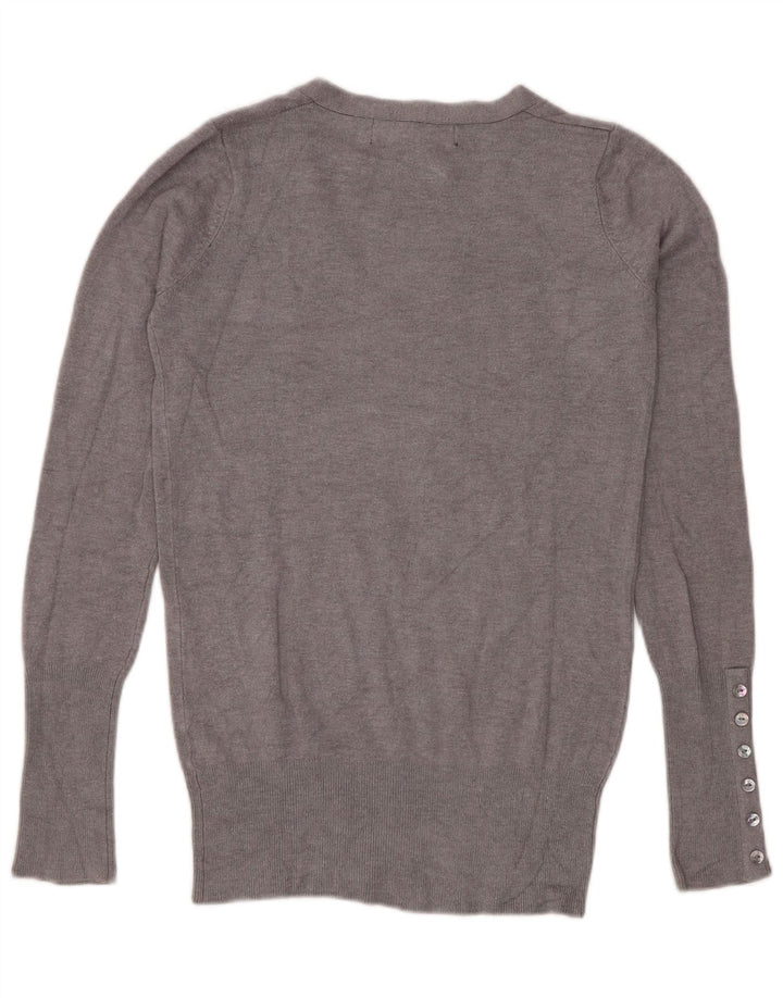 Zara Womens V-Neck Jumper Sweater UK 10 Small Grey