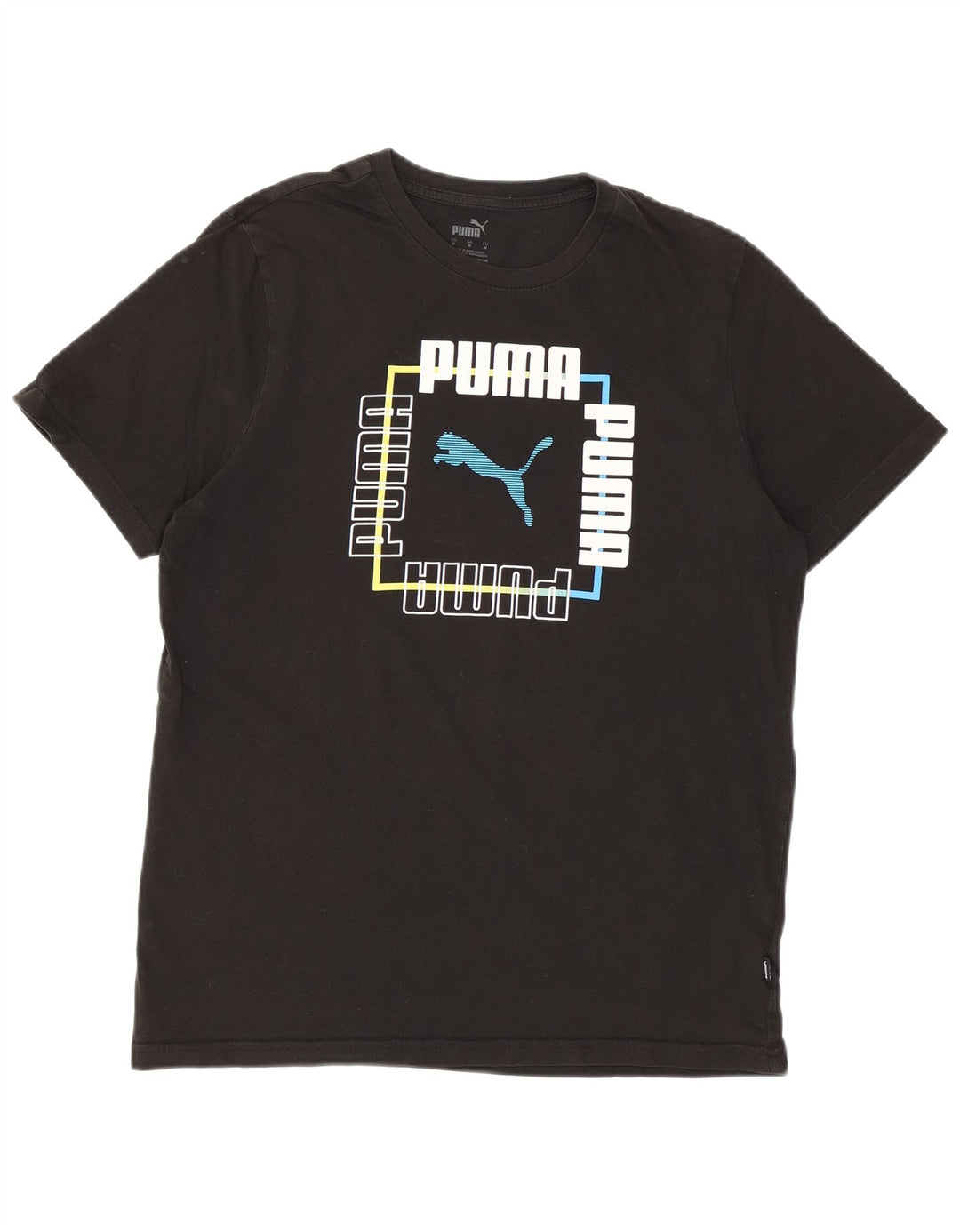 Puma Womens Graphic T-Shirt Top UK 14 Medium Black Cotton