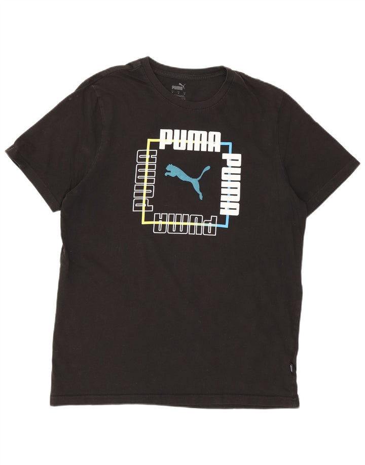 Puma Womens Graphic T-Shirt Top UK 14 Medium Black Cotton