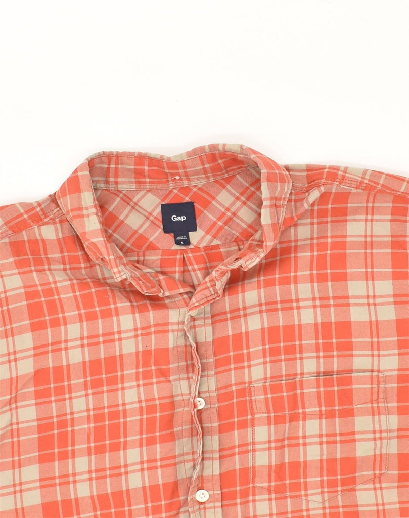 GAP Mens Shirt Large Orange Check Cotton | Vintage Gap | Thrift | Second-Hand Gap | Used Clothing | Messina Hembry 