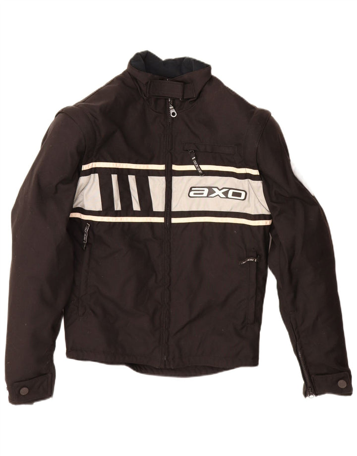 AXO Mens Graphic Moto Racer Biker Jacket UK 34 XS Black Colourblock