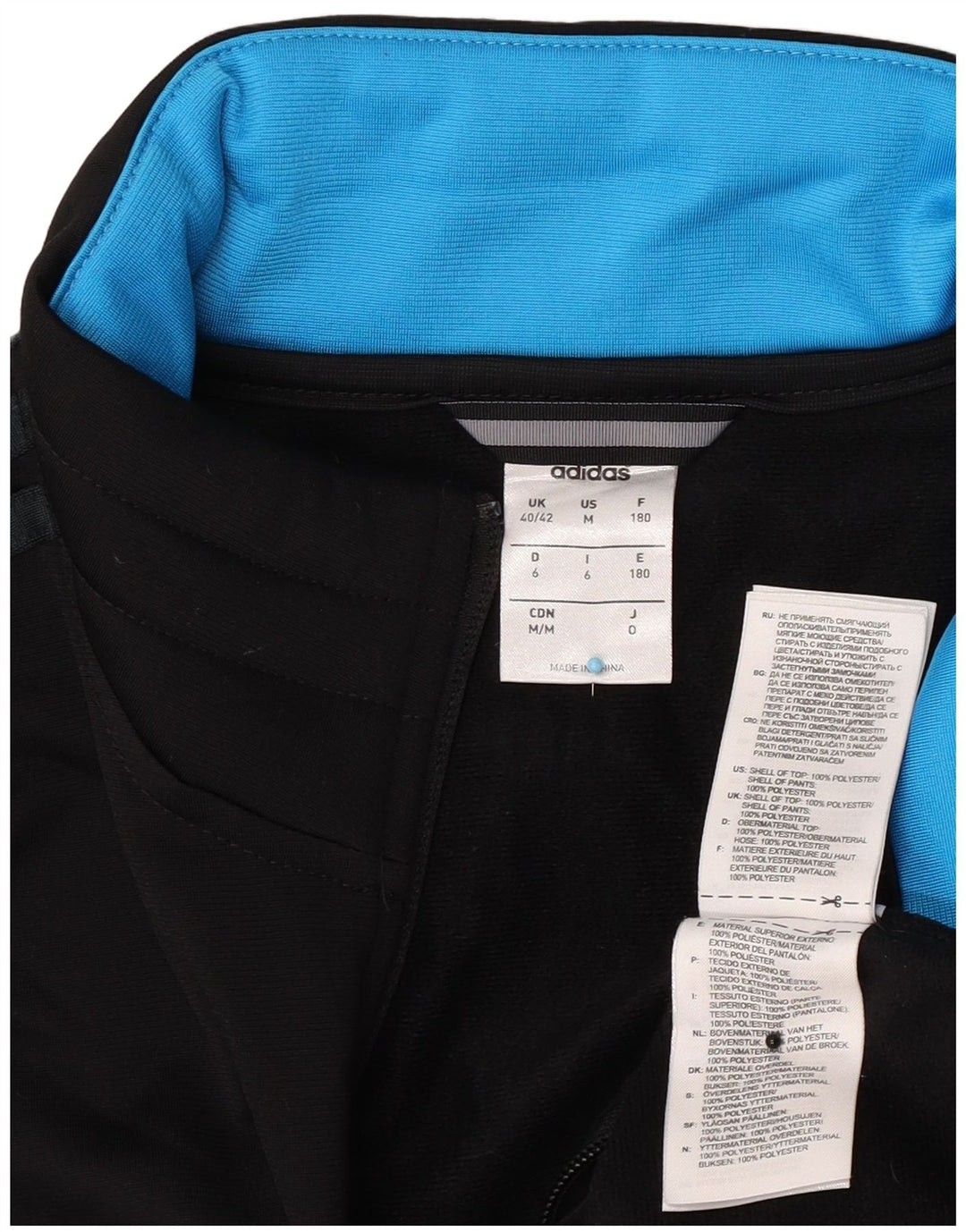 Adidas Mens Tracksuit Top Jacket UK 40/42 Medium Black Polyester