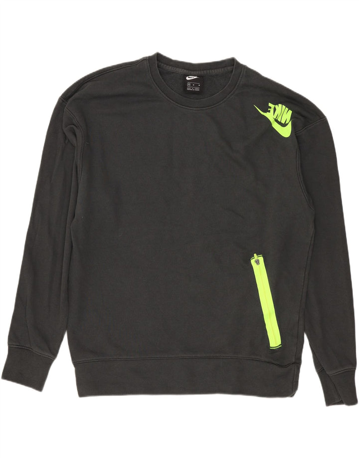 NIKE Mens Graphic Sweatshirt Jumper Medium Grey Cotton