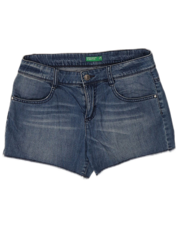 Benetton Girls Denim Shorts 11-12 Years 2XL W28 Blue Cotton