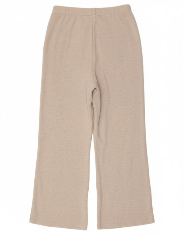 Zara Womens Wide Leg Tracksuit Trousers UK 14 Large  Off White Polyester