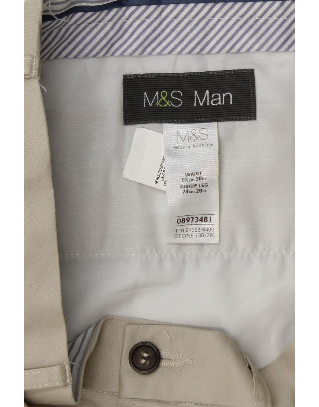 Marks & Spencer Mens Straight Chino Trousers W38 L27 Grey Cotton