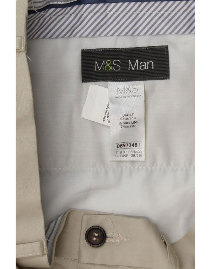 Marks & Spencer Mens Straight Chino Trousers W38 L27 Grey Cotton