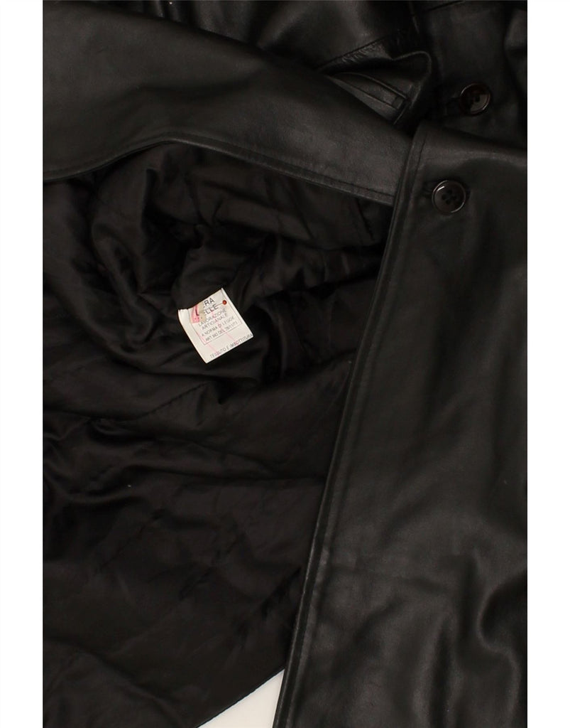 VINTAGE Mens Leather Coat UK 40 Large Black Leather | Vintage Vintage | Thrift | Second-Hand Vintage | Used Clothing | Messina Hembry 