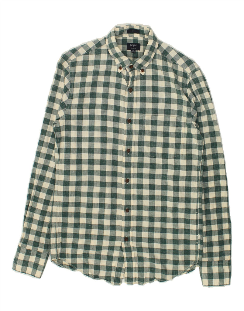 J. CREW Mens Slim Shirt XS Green Gingham Cotton | Vintage J. Crew | Thrift | Second-Hand J. Crew | Used Clothing | Messina Hembry 