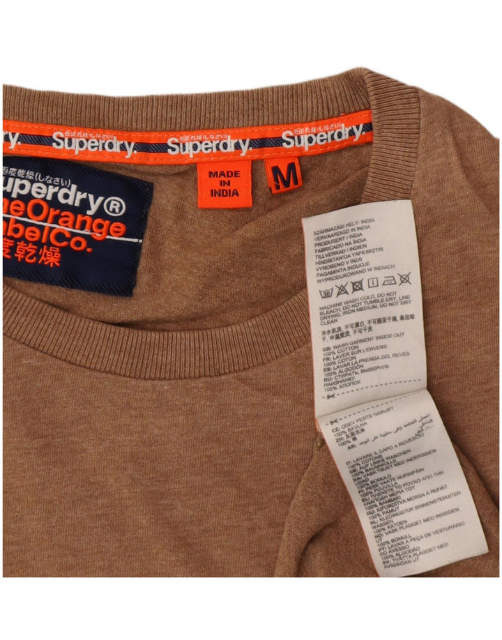 Superdry Mens T-Shirt Top Medium Brown Cotton