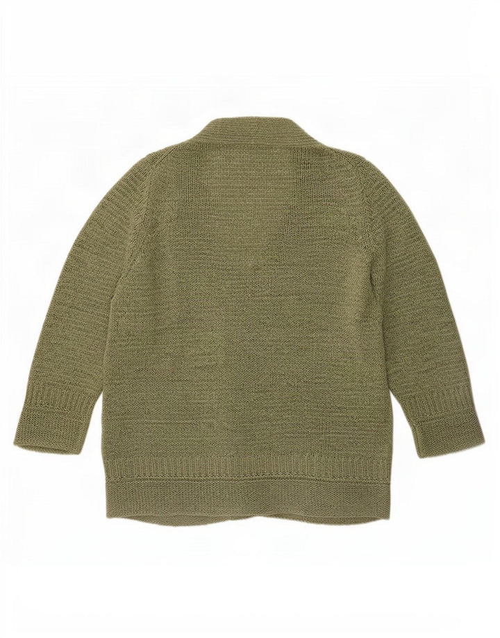 Marks & Spencer Womens 3/4 Sleeve Cardigan Sweater UK 12 Medium Khaki
