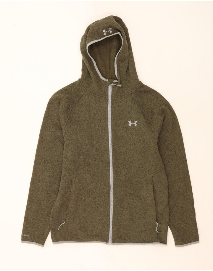 Under Armour Mens Zip Hoodie Sweater Large Green Flecked