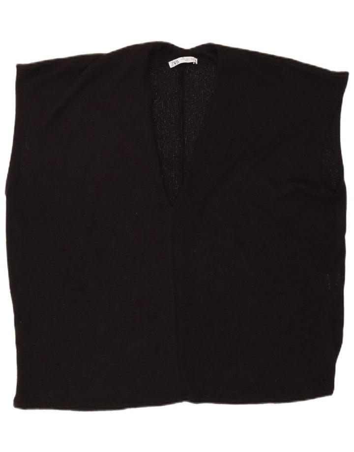 Zara Womens Oversized Vest Tank Top UK 10 Small Black Viscose
