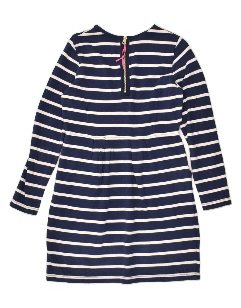 JOULES Womens Long Sleeve Basic Dress UK 12 Medium Navy Blue Striped | Vintage Joules | Thrift | Second-Hand Joules | Used Clothing | Messina Hembry 