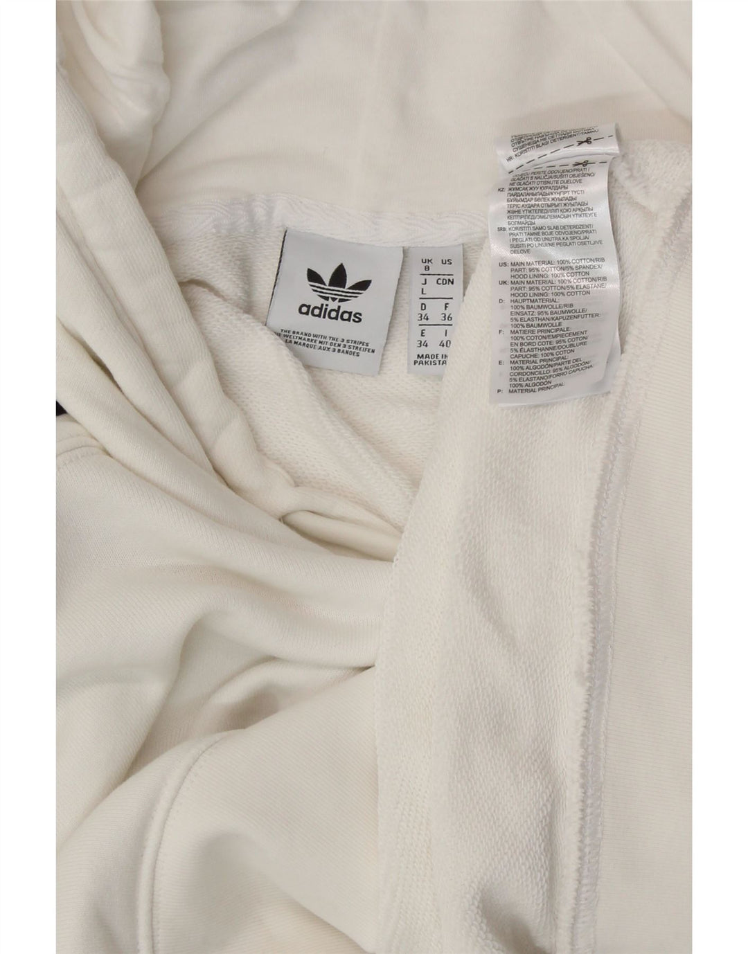 ADIDAS Womens Crop Oversized Hoodie Jumper UK 8 Small  White Cotton
