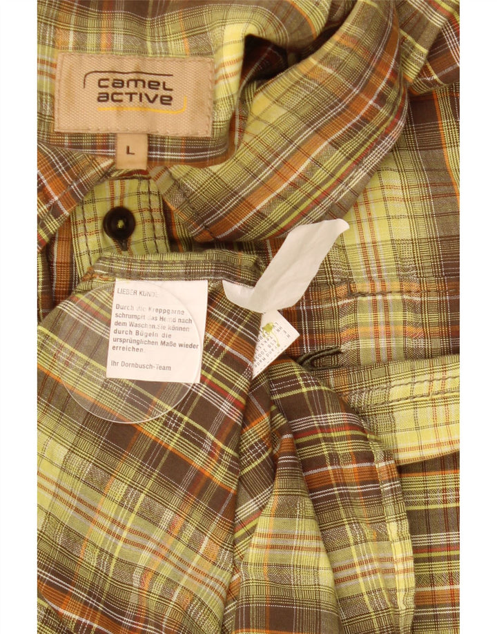 Camel Active Mens Short Sleeve Shirt Large Yellow Check