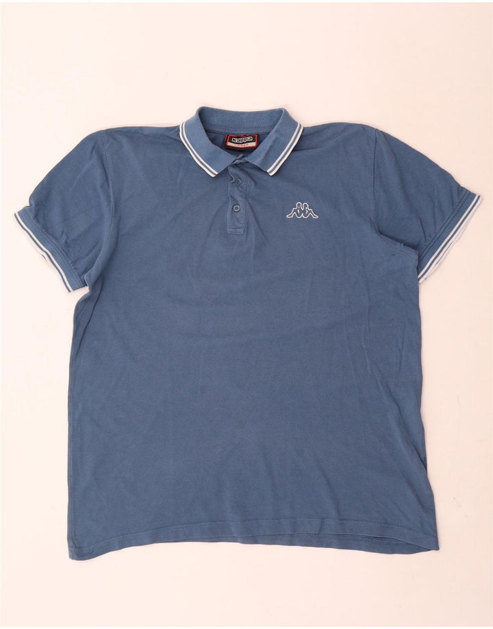 Kappa Mens Polo Shirt Large Blue Striped Cotton