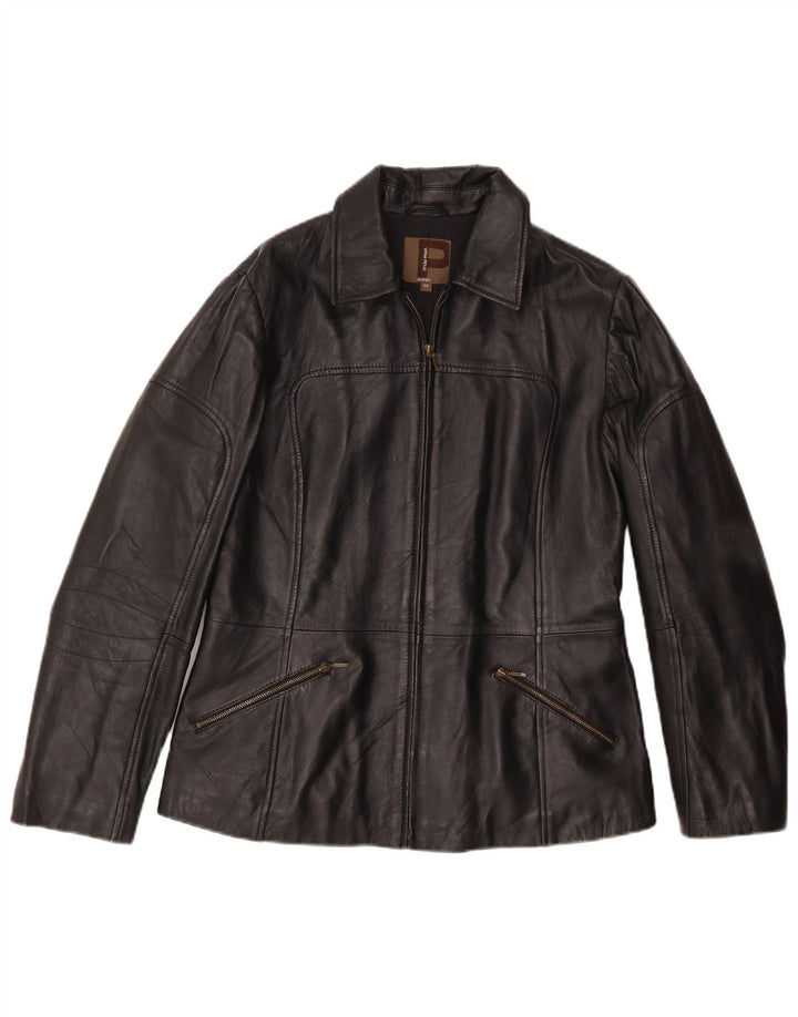 Conbipel Womens Leather Jacket IT 46 Large Black Leather