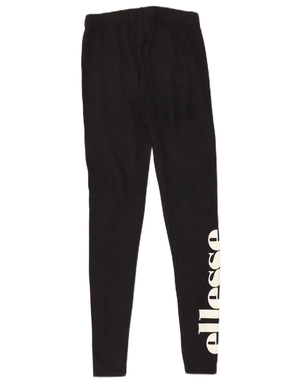 Ellesse Womens Graphic Leggings UK 8 Small Black Cotton
