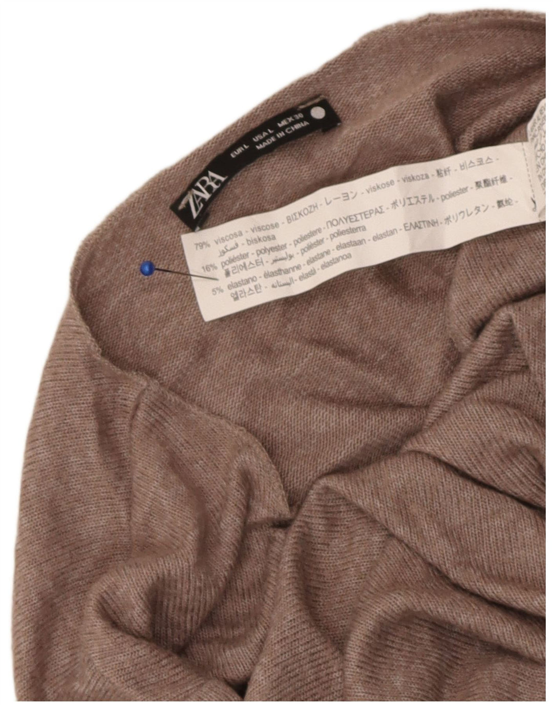 Zara Womens Blouse Top UK 14 Large Brown Viscose
