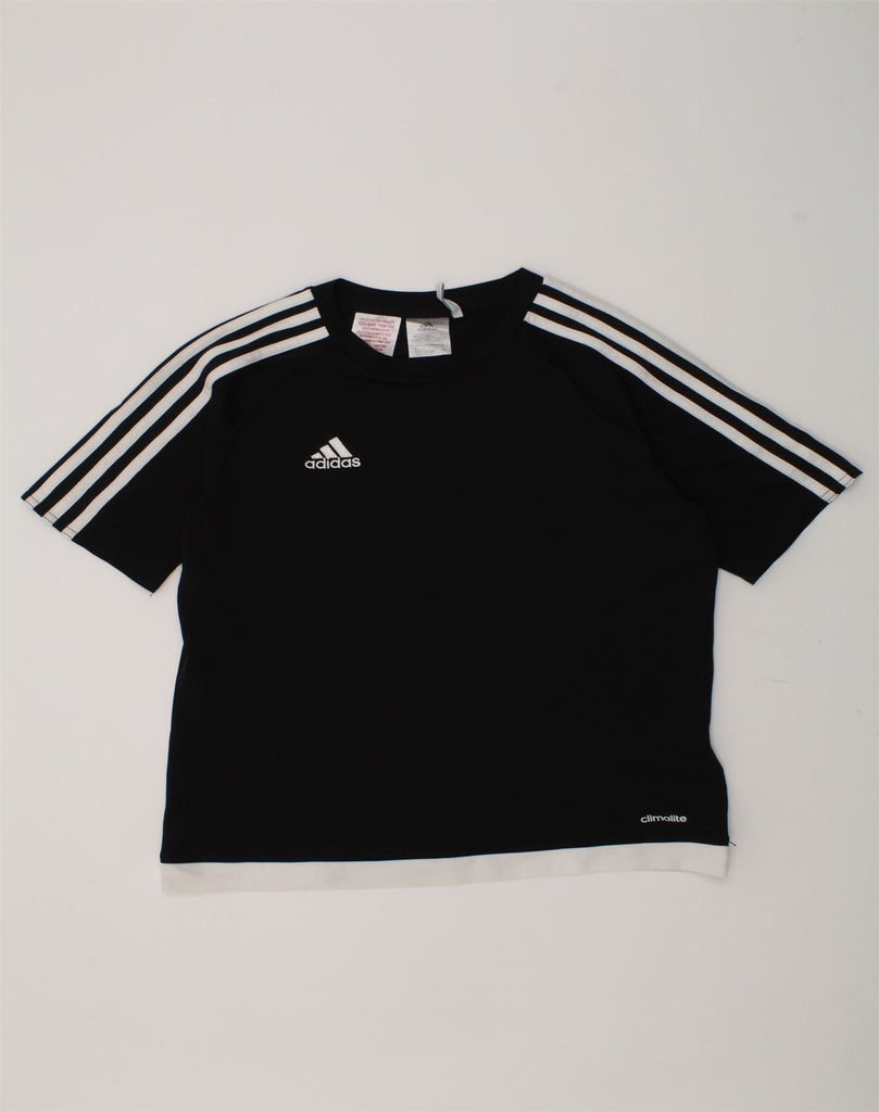 ADIDAS Boys T-Shirt Top 11-12 Years Black Polyester | Vintage Adidas | Thrift | Second-Hand Adidas | Used Clothing | Messina Hembry 