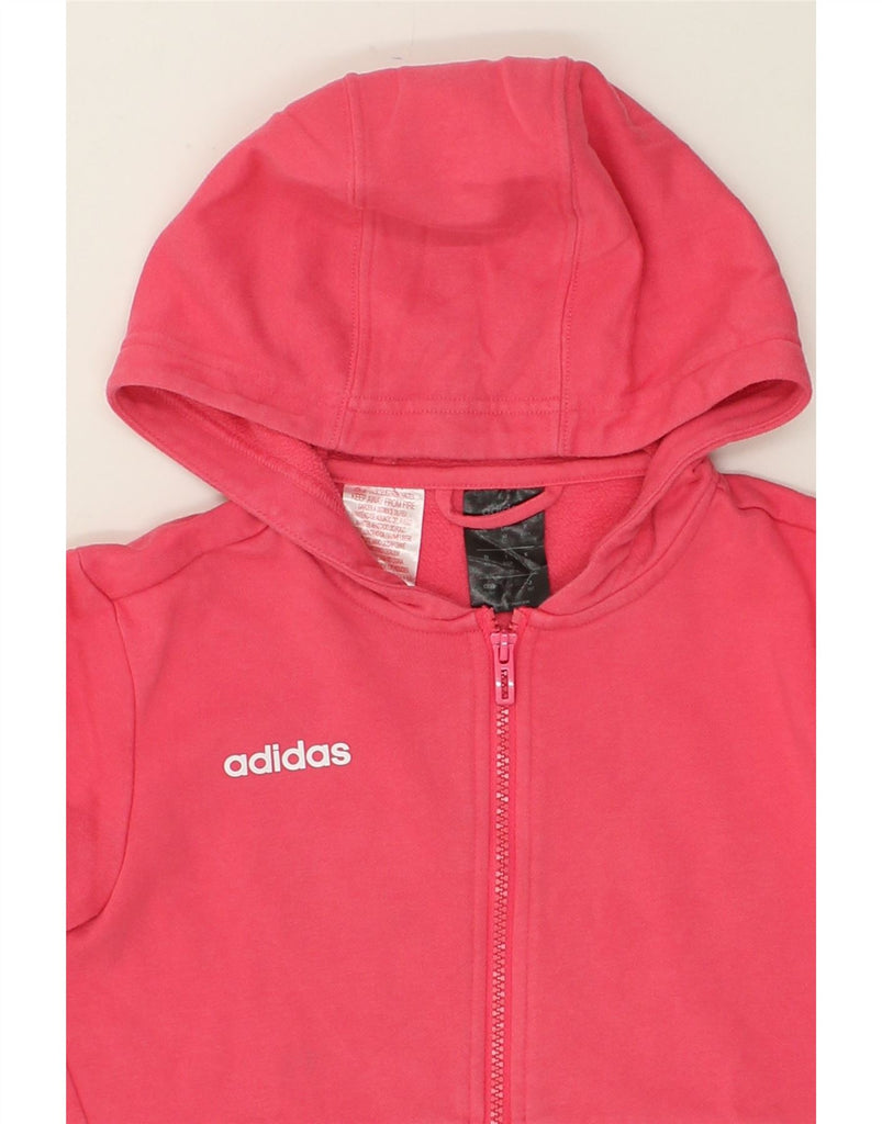 ADIDAS Girls Graphic Zip Hoodie Sweater 11-12 Years Pink Cotton | Vintage Adidas | Thrift | Second-Hand Adidas | Used Clothing | Messina Hembry 