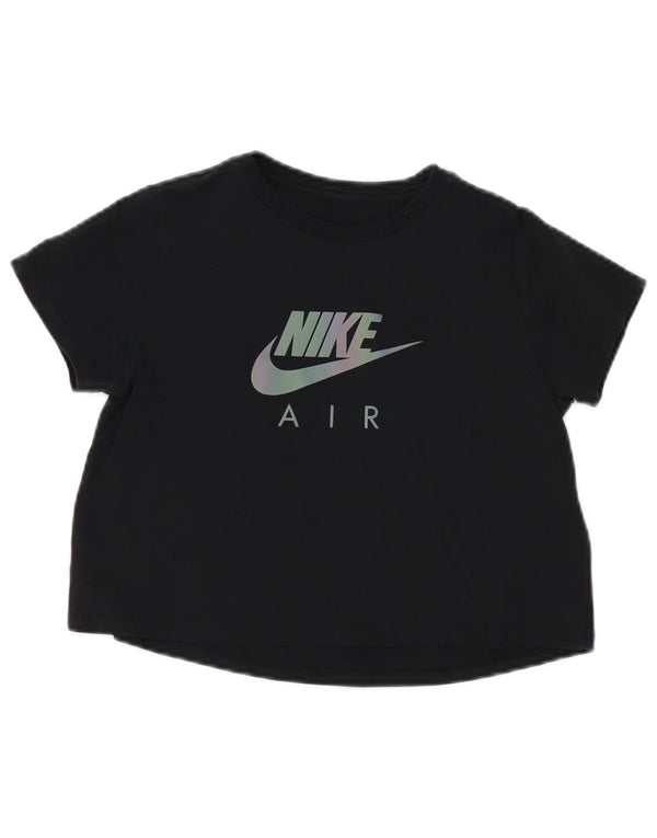 Nike Girls Graphic T-Shirt Top 12-13 Years Large Black Cotton