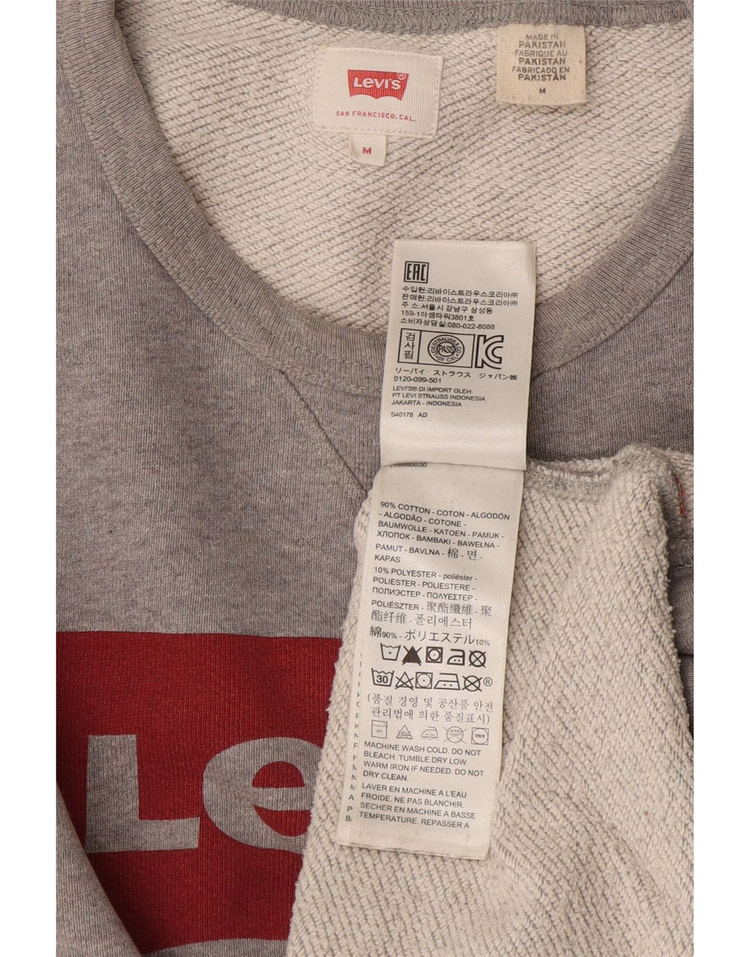 Levi's Mens Graphic Sweatshirt Jumper Medium Grey Cotton