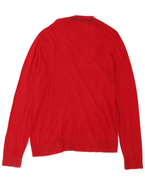 Banana Republic Mens Cardigan Sweater Large Red Silk
