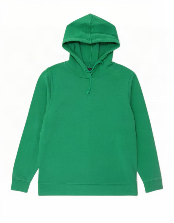Marks & Spencer Womens Hoodie Jumper UK 14 Large Green Cotton