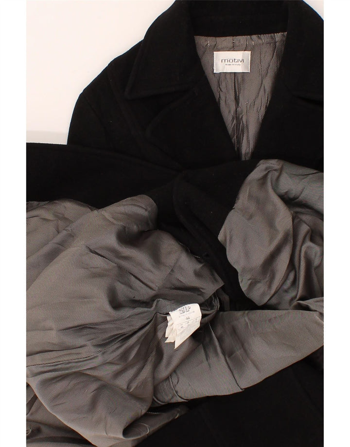 MOTIVI Womens Overcoat UK 16 Large Black Virgin Wool Vintage MOTIVI and Second-Hand MOTIVI from Messina Hembry 