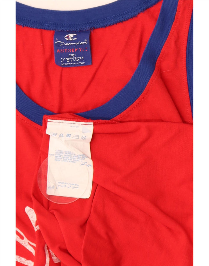 Champion Mens Graphic Vest Top Medium Red Cotton